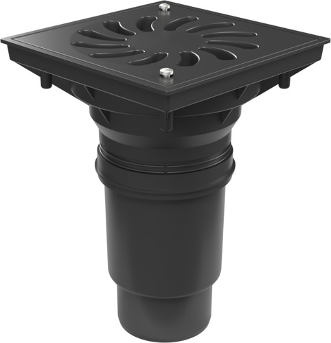 Bottom street drain, outlet D110-250 water flap, plastic grid SUN
