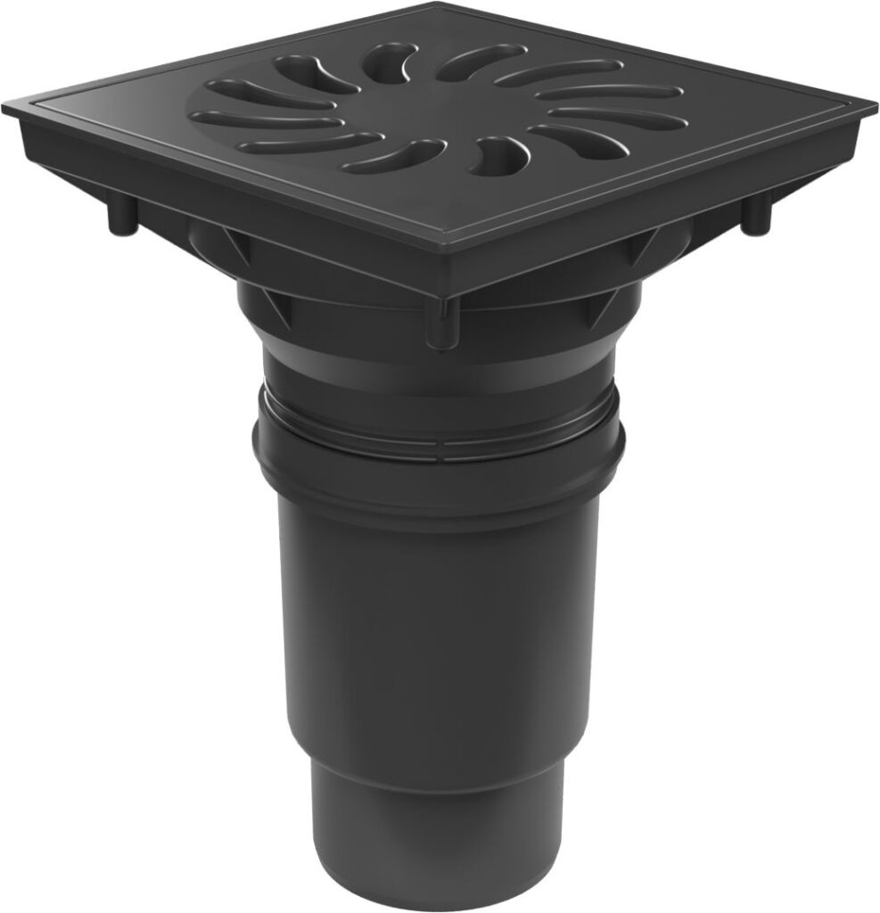 Bottom street drain, outlet D110-250 NEPTUNE, plastic grid SUN