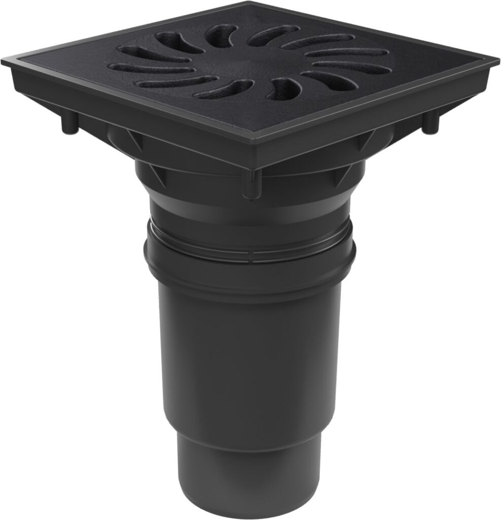Bottom street drain, outlet D110-250 NEPTUNE, cast iron grid SUN