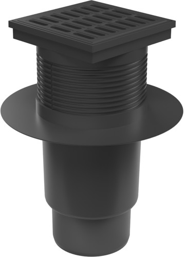 Bottom street drain, outlet D110, water flap, collar, plastic grid