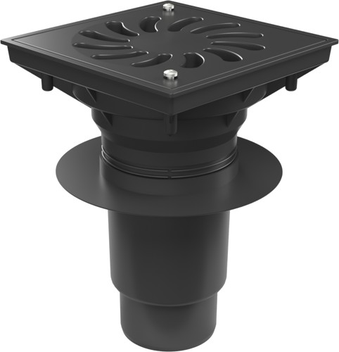 Bottom street drain, outlet D110-250 NEPTUNE, collar, plastic grid SUN, safety screws