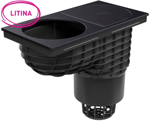 Bottom street drain, outlet D160, cast iron surface