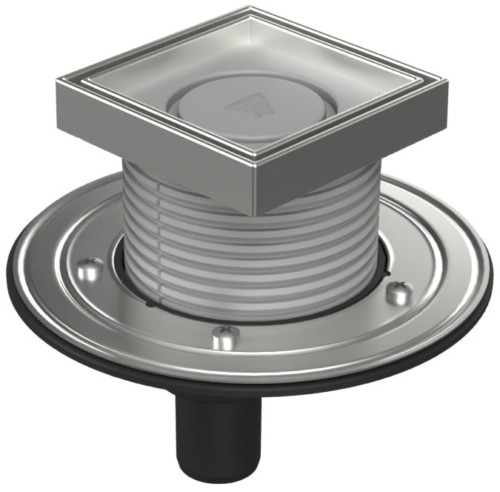 Floor drain with bottom outlet D40, stainless steel flange, frame, grid CERAMICS 125