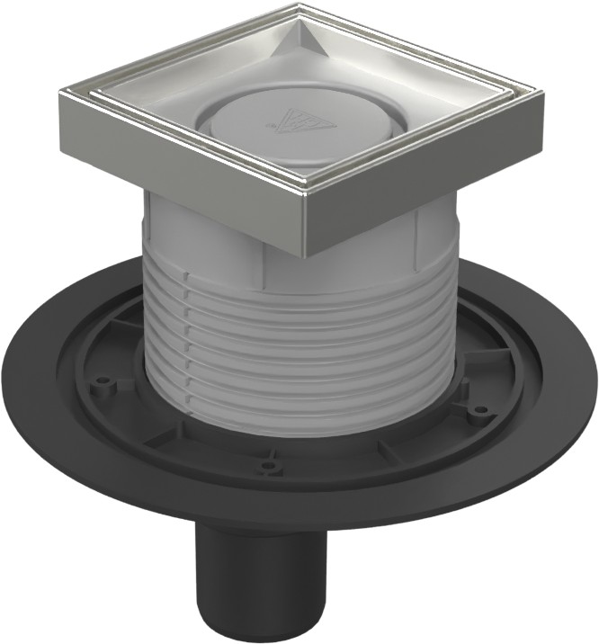 Floor drain with bottom outlet D50, stainless steel frame, grid CERAMICS 125