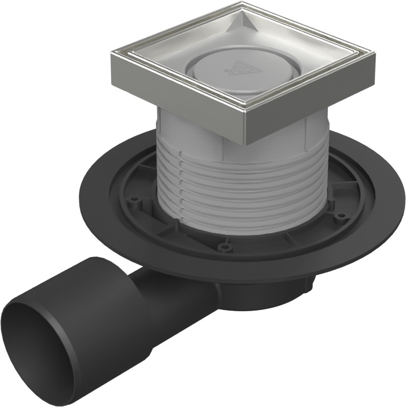 Floor drain with side outlet D50/75, stainless steel frame, grid CERAMICS 125