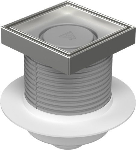 Floor drain with bottom outlet D50, collar, stainless steel frame, grid CERAMICS 125