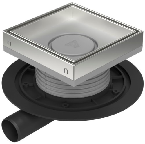 Floor drain with side outlet D40, stainless steel frame, grid CERAMICS 150
