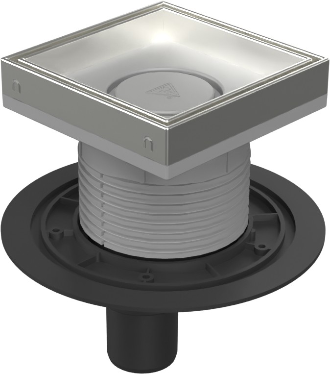 Floor drain with bottom outlet D50, stainless steel frame, grid CERAMICS 150