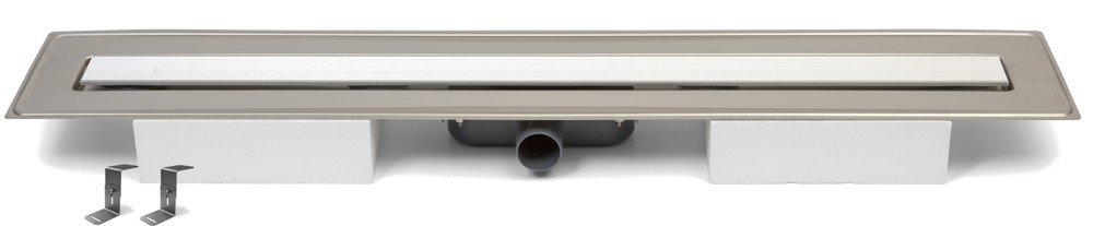 Stainless steel linear floor drain, 800mm, side outlet D40