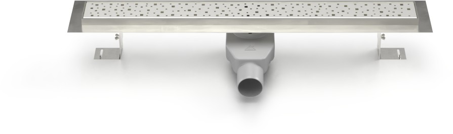 Stainless steel linear floor drain with swivel siphon 1200mm Square matte