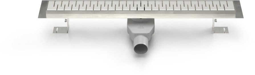 Stainless steel linear floor drain with swivel siphon 650mm Medium glossy