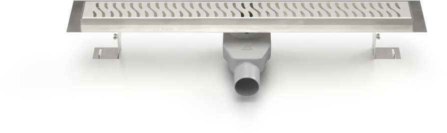 Stainless steel linear floor drain with swivel siphon 750mm Harmony matte