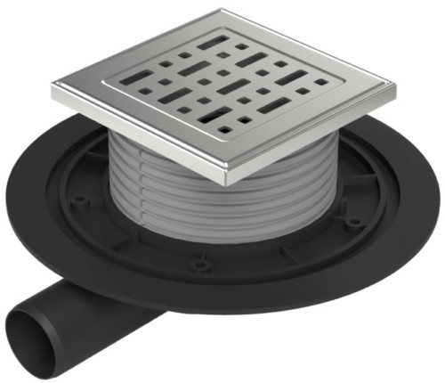 Floor drain with side outlet D40, stainless steel grid FACE