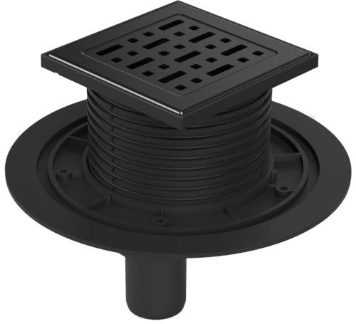 Floor drain with bottom outlet black D40, stainless steel grid FACE black