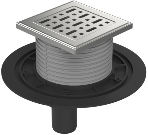 Floor drain with bottom outlet D40, stainless steel frame, grid FACE