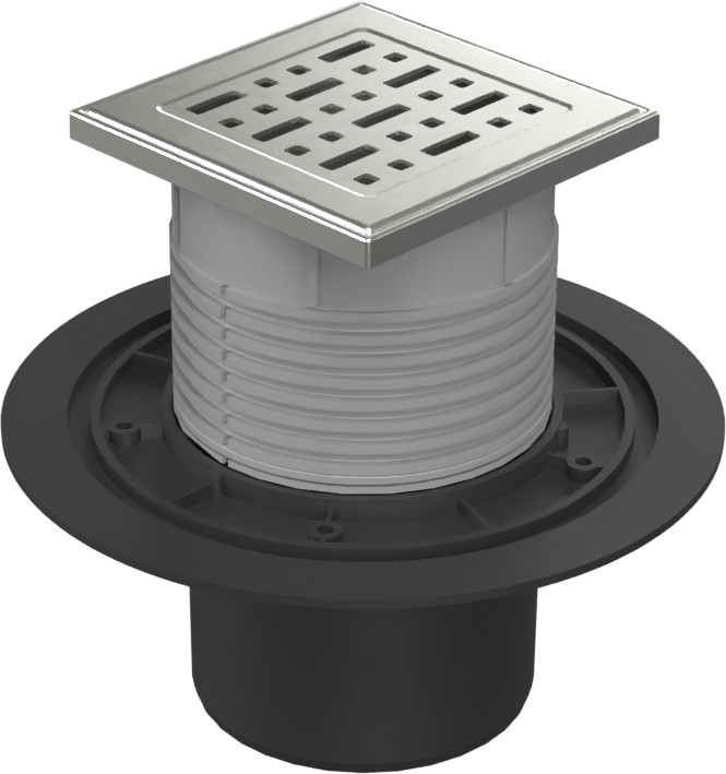 Floor drain with bottom outlet D110, stainless steel grid FACE
