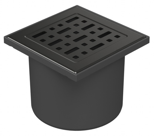 Floor drain with direct outlet black D110, stainless steel grid FACE black