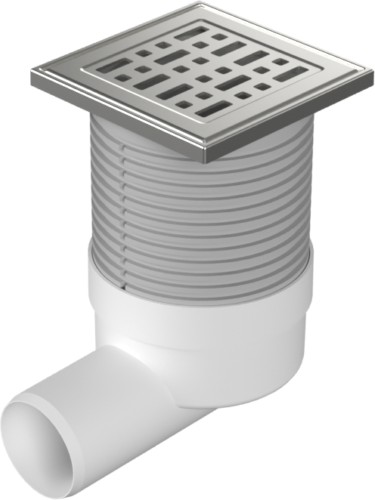Floor drain with side outlet D50, stainless steel frame, grid FACE 100