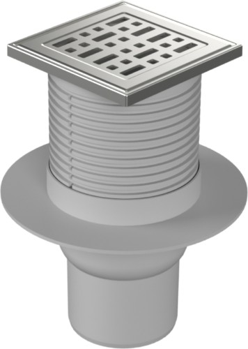 Floor drain with bottom outlet D75, collar, stainless steel grid FACE