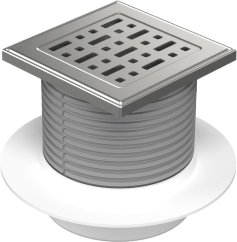 Floor drain with bottom outlet D50, collar, stainless steel grid FACE 125