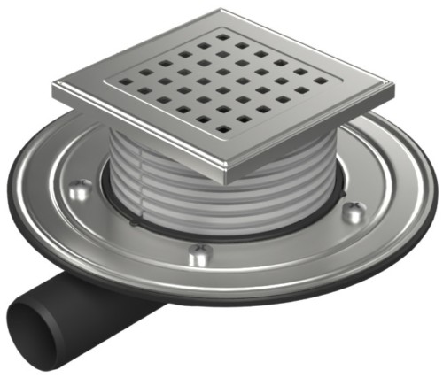 Floor drain with side outlet D40, stainless steel flange, grid GATE