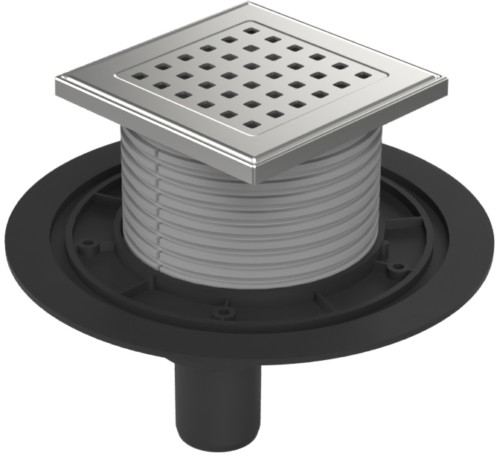 Floor drain with bottom outlet D40, stainless steel frame, grid GATE
