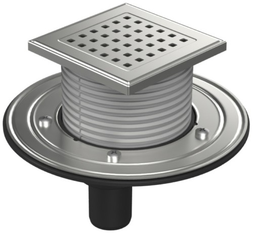 Floor drain with bottom outlet D40, stainless steel flange, frame, grid GATE