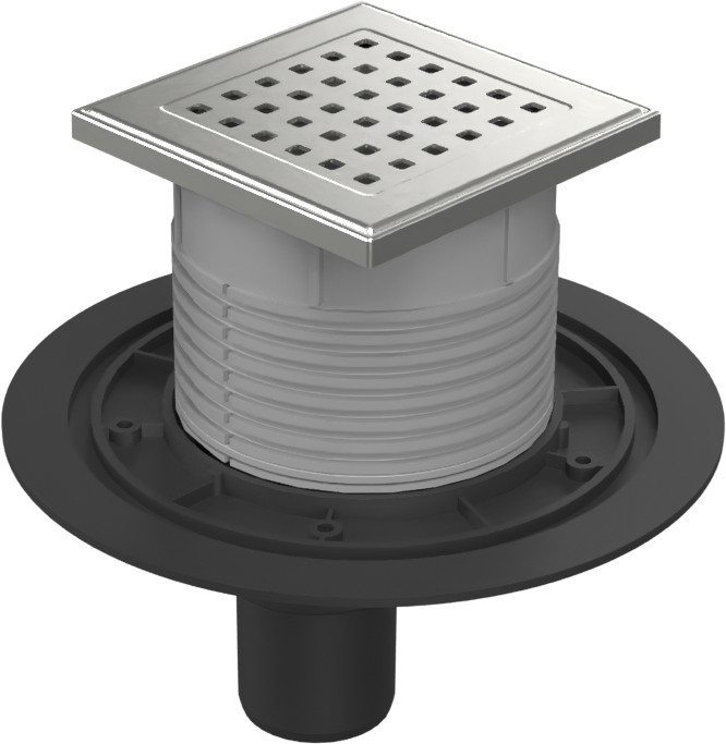 Floor drain with bottom outlet D50, stainless steel grid GATE
