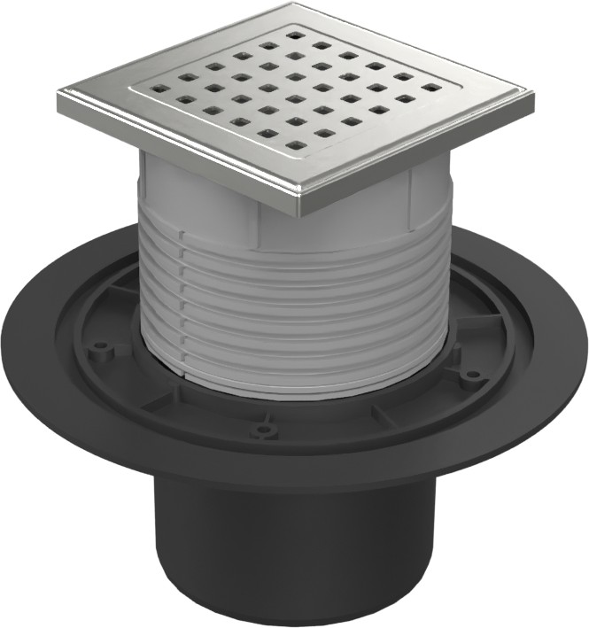 Floor drain with bottom outlet D110, stainless steel frame, grid GATE