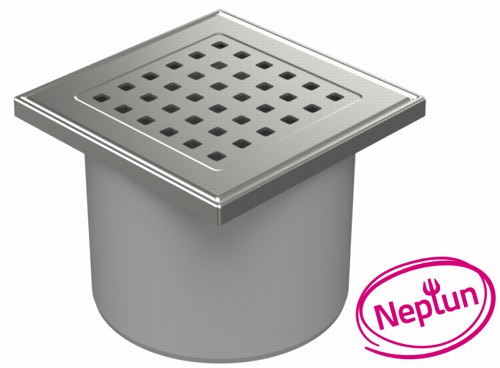 Floor drain with direct outlet D110, NEPTUN, stainless steel frame, grid GATE