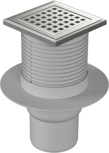 Floor drain with bottom outlet D75, collar, stainless steel grid GATE