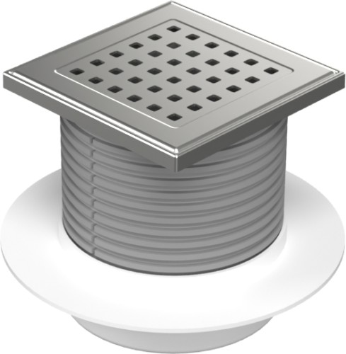 Floor drain with bottom outlet D50, collar, stainless steel frame, grid GATE 125