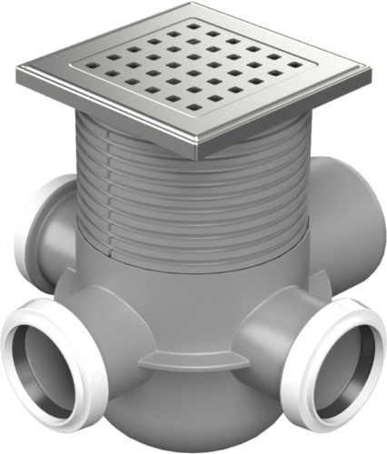 Multi-inlet floor drains with side outlet D75, stainless steel frame, grid GATE