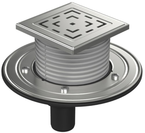 Floor drain with bottom outlet D40, stainless steel flange, grid LABYRINTH