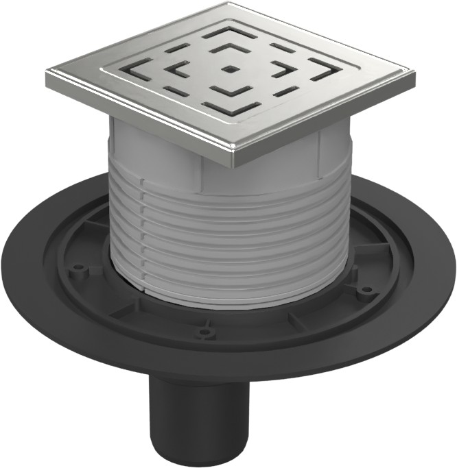 Floor drain with bottom outlet D50, stainless steel grid LABYRINTH