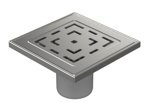 Floor drain with direct outlet D50, stainless steel frame, grid LABYRINTH
