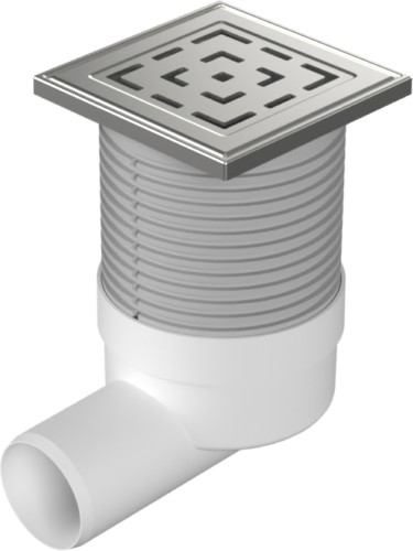 Floor drain with side outlet D50, stainless steel frame, grid LABYRINTH 100