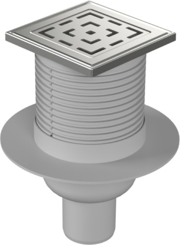 Floor drain with bottom outlet D50, collar, stainless steel frame, grid LABYRINTH 100