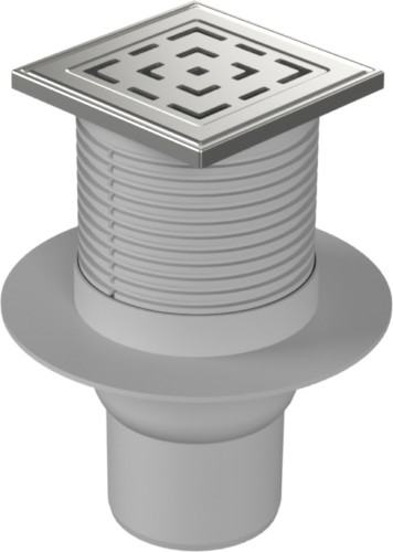 Floor drain with bottom outlet D75, collar, stainless steel frame, grid LABYRINTH