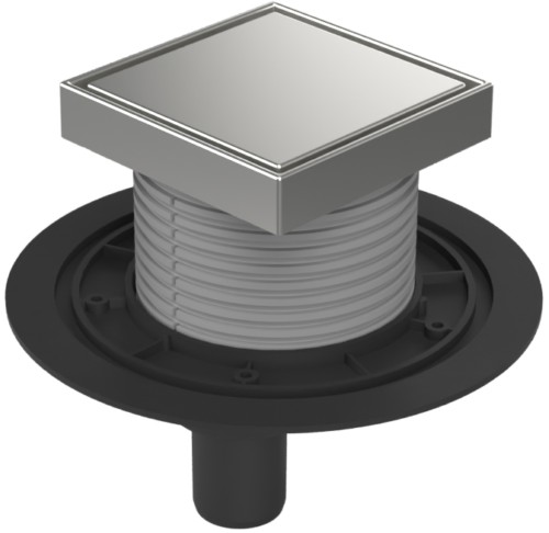 Floor drain with bottom outlet D40, stainless steel frame, grid STEEL 125