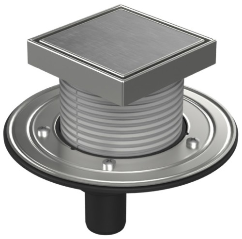 Floor drain with bottom outlet D40, stainless steel flange, frame, grid STEEL