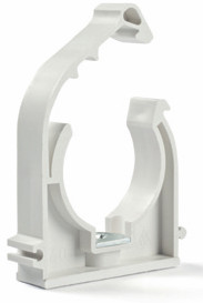 Clamp D 28 with clip and metalic nut, white (50 pieces)