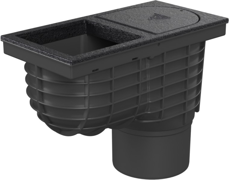 Bottom street drain, outlet D125, cast iron, square cover 125