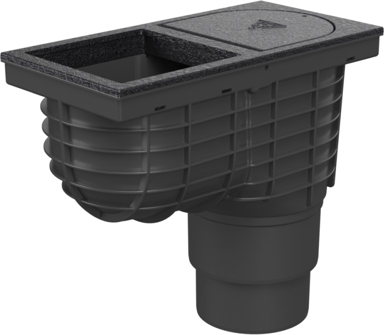 Bottom street drain, outlet D110/D125, cast iron, square cover 125