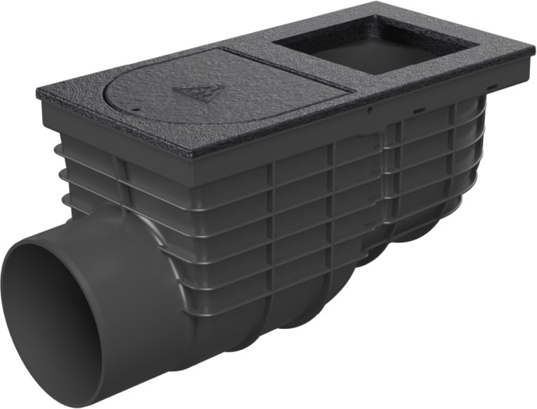Side street drain, outlet D110, cast iron, square cover 100