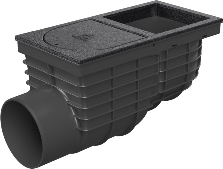 Side street drain, outlet D110, cast iron, square cover 125