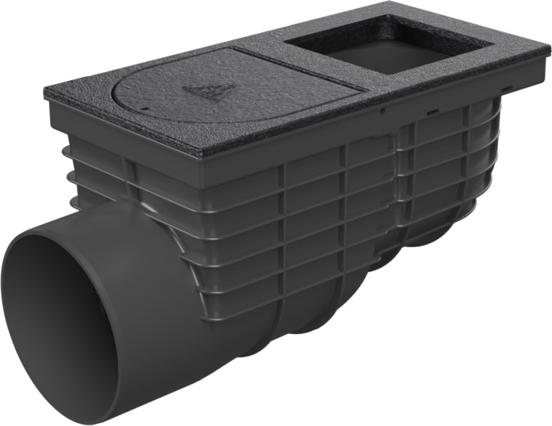 Side street drain, outlet D125, cast iron, square cover 100