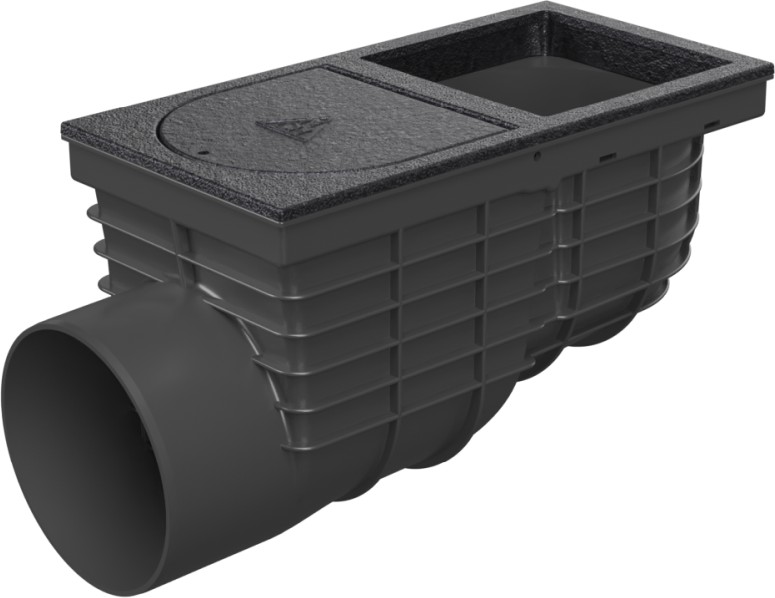 Side street drain, outlet D125, cast iron, square cover 125