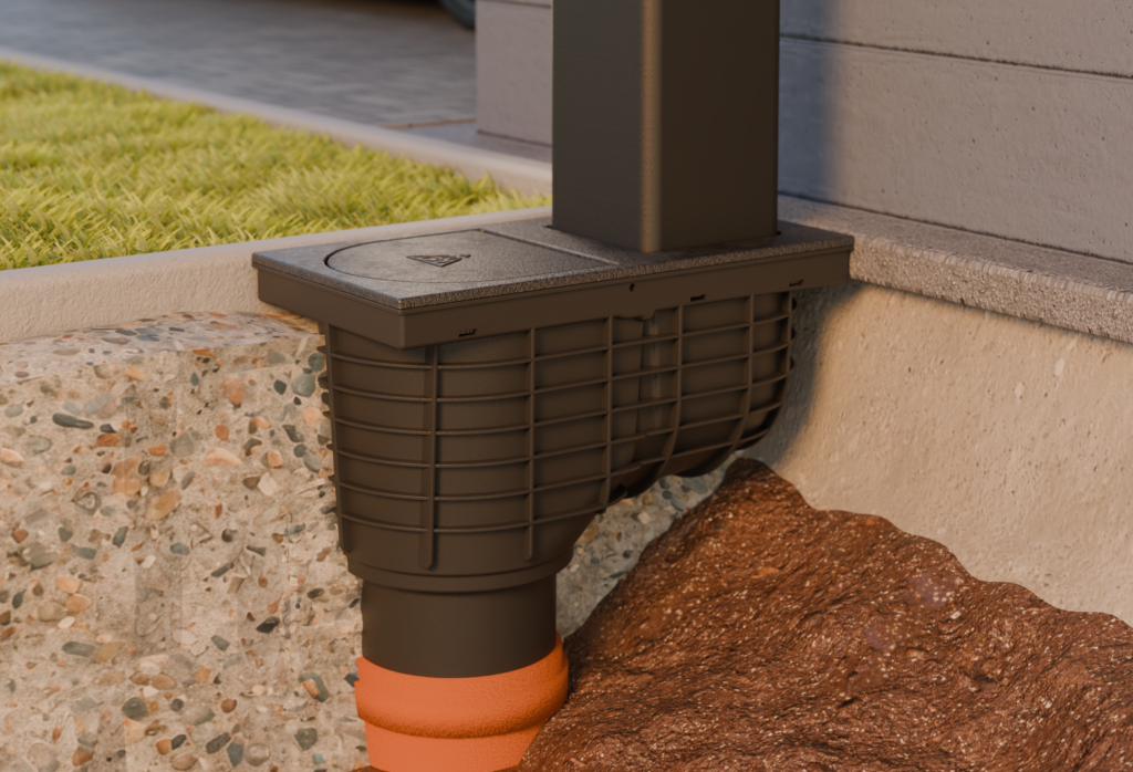 Rainwater collectors with cast iron surface for square downpipes