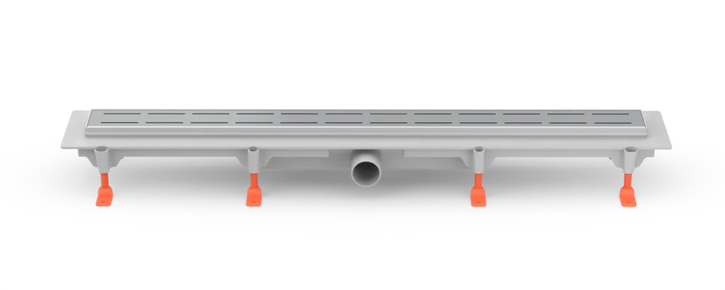 Linear. floor drain side outlet, D40, 950 mm, Line grid gloss
